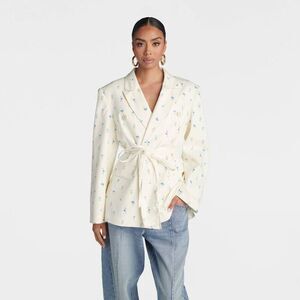 KBB by KAHLANA Women's 'The Erin Blazer' - White/Blue Floral M